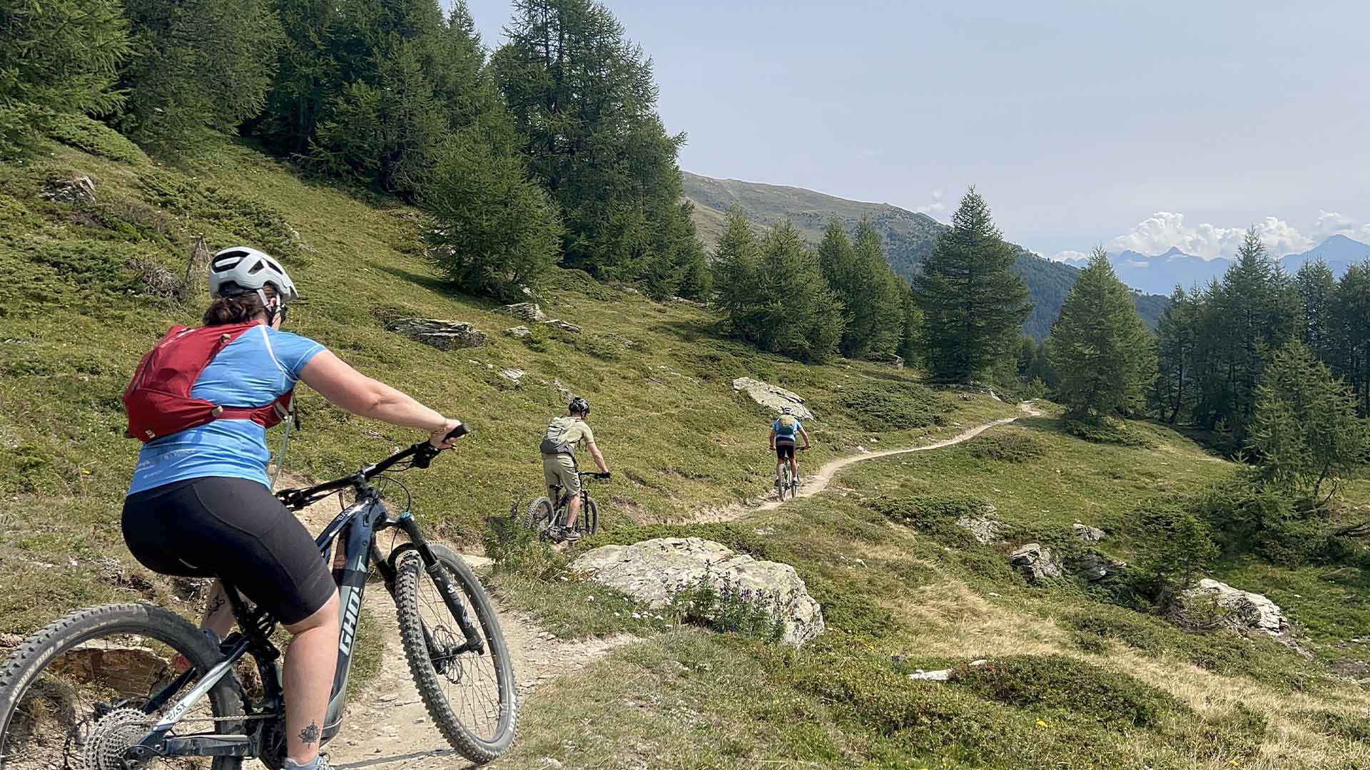 Tour VTT guidé de Loèche-les-Bains au Lötschental : sentiers panoramiques en balcon sur la vallée du Rhône